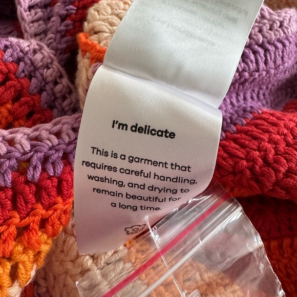 Anthropologie Farm Rio Striped Multi Color Crochet Mini Dress Size Large NWT - Picture 11 of 12